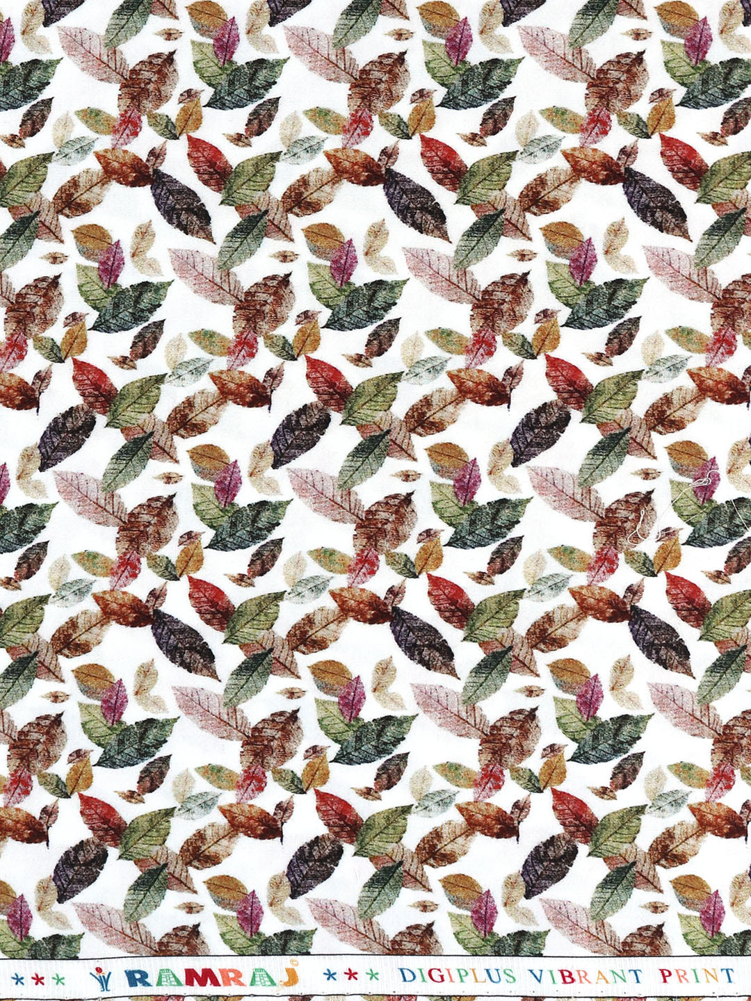 Men Cotton Blend White Leaf Printed Shirt Fabric Savoy Print