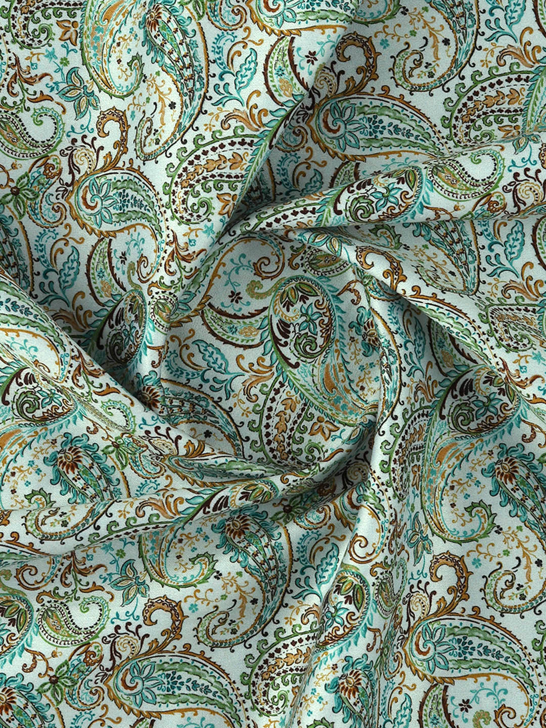 Men Cotton Blend Green Printed Shirt Fabric Savoy Print