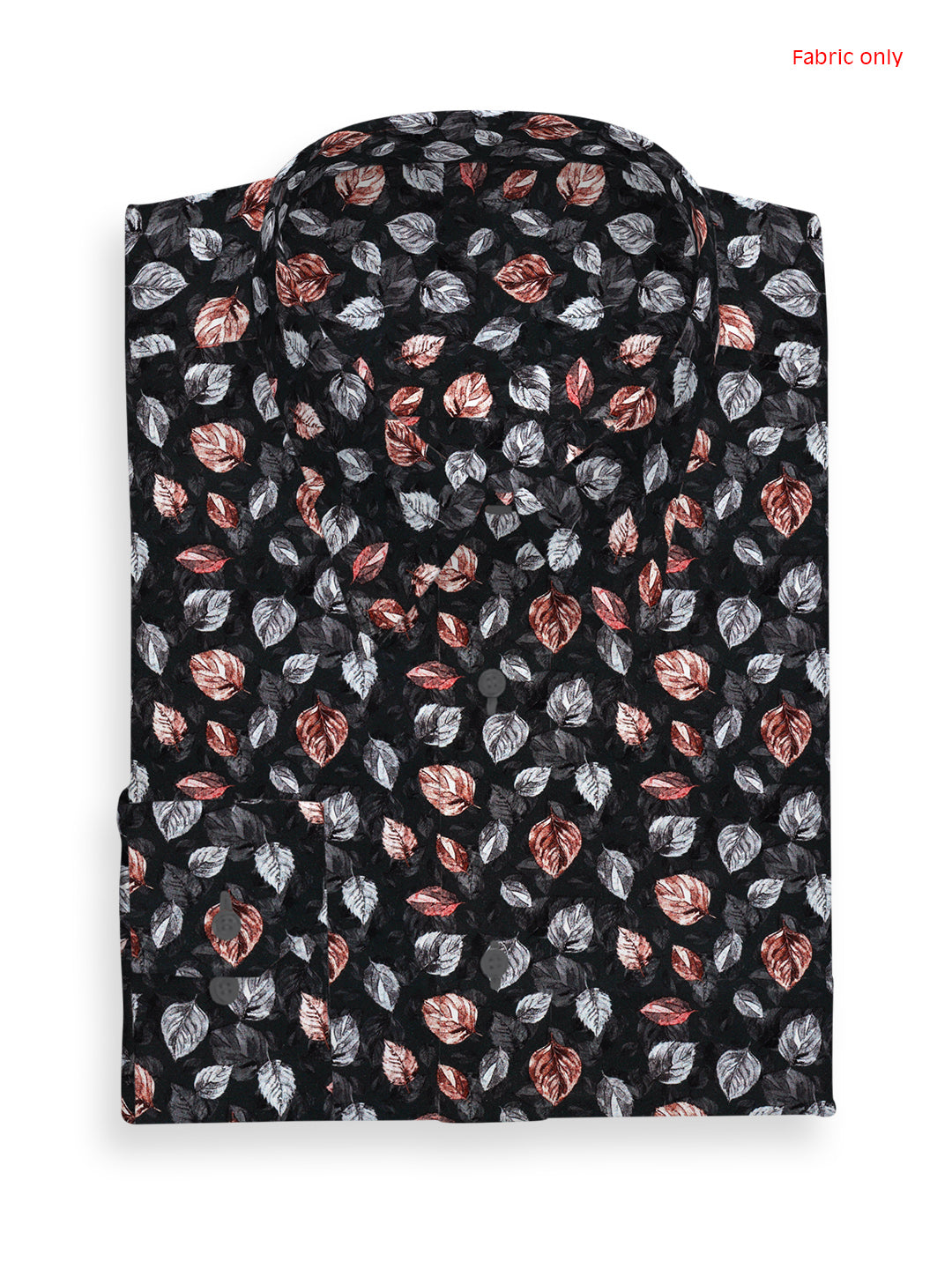 Men Cotton Blend Black Leaf Printed Shirt Fabric Savoy Print