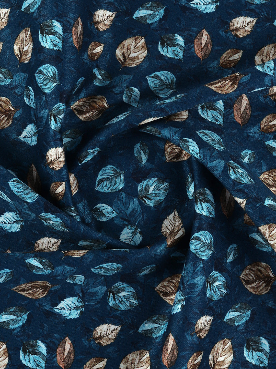 Men Cotton Blend Dark Blue Printed Shirt Fabric Savoy Print