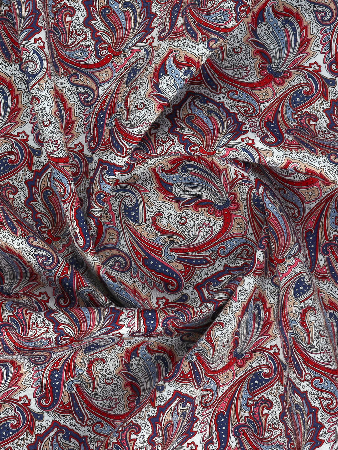 Men Cotton Blend Red Printed Shirt Fabric Savoy Print
