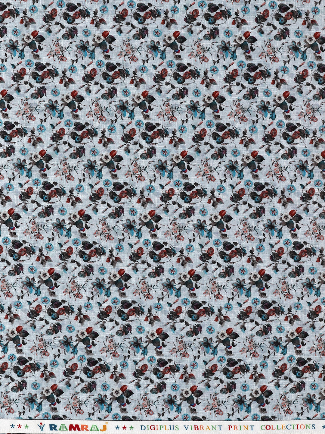 Men Cotton Blend Blue Printed Shirt Fabric Savoy Print