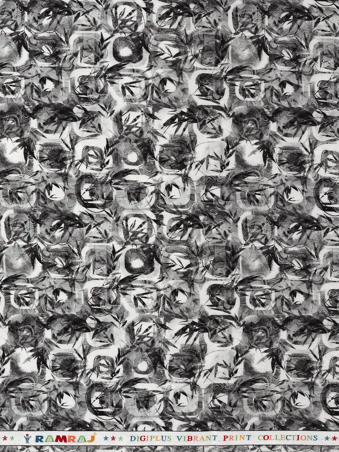 Men Cotton Blend White with Black Printed Shirt Fabric Savoy Print