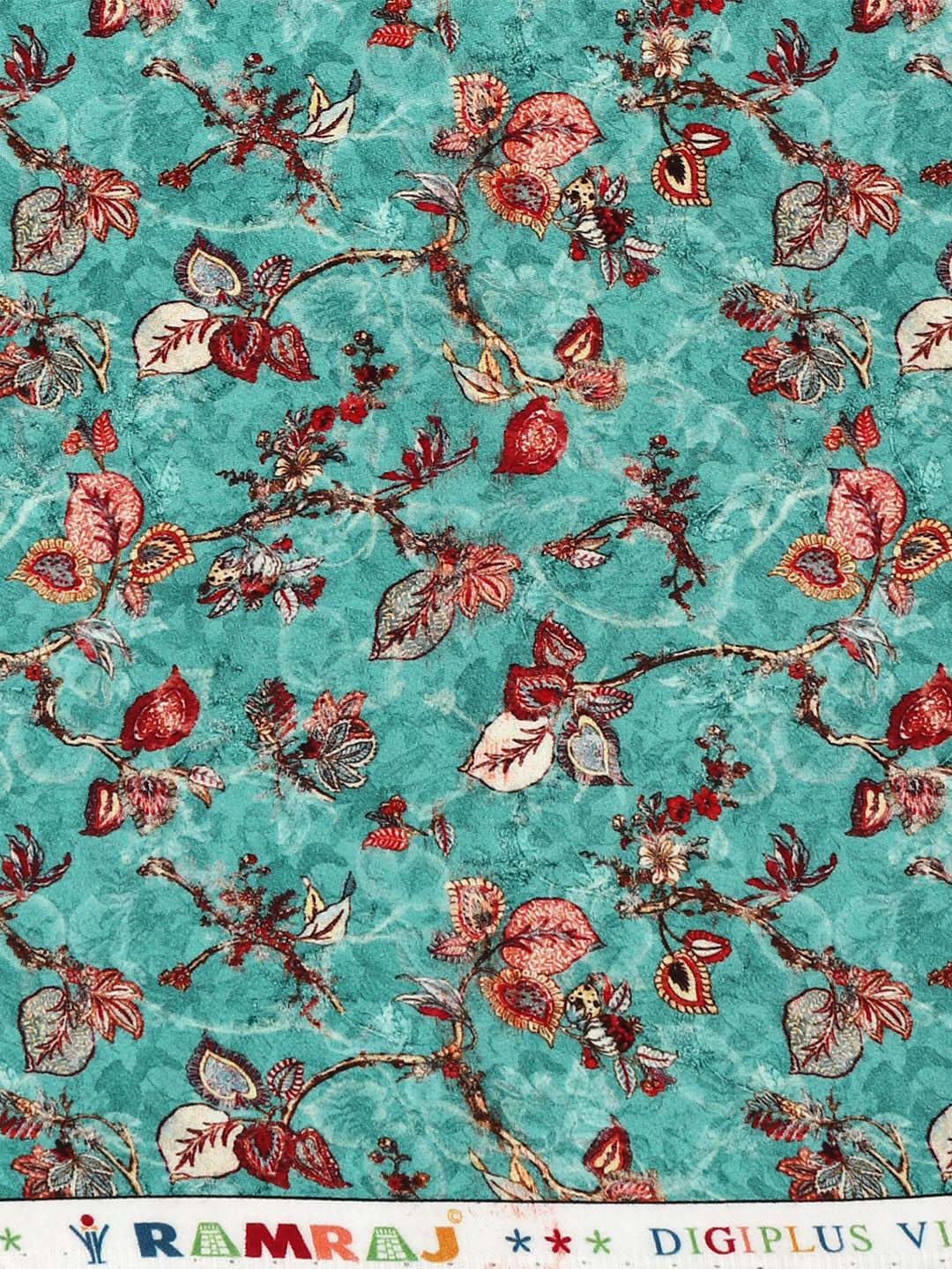 Men Cotton Blend Teal Green Printed Shirt Fabric Savoy Print