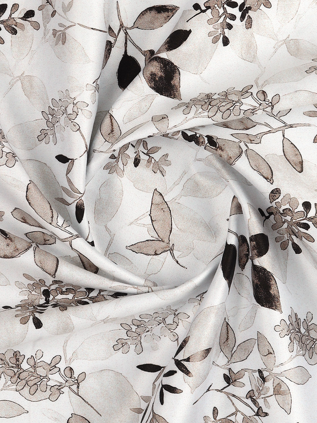 Men Cotton Blend White with Brown Printed Shirt Fabric Savoy Print