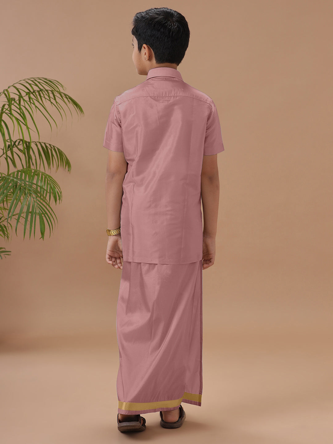 Boys Shirt & Dhoti Set Swayamvara Copper Tone