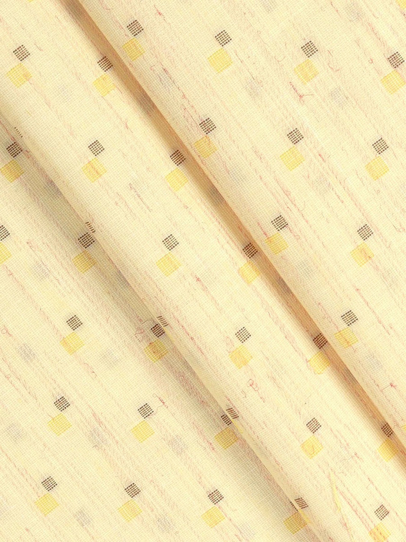 Cotton Yellow Printed Shirting Fabric Galaxy Art