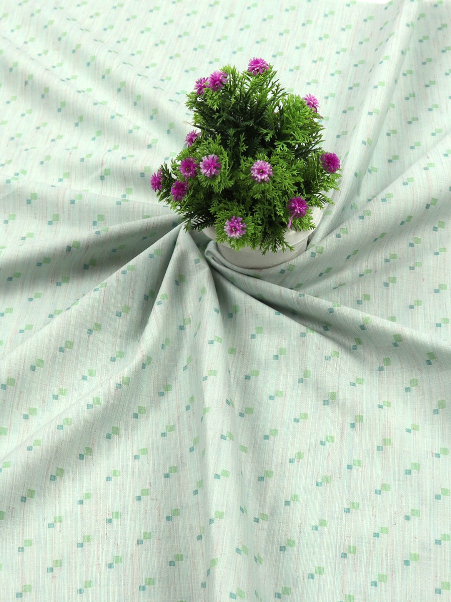 Cotton Green Printed Shirting Fabric Galaxy Art