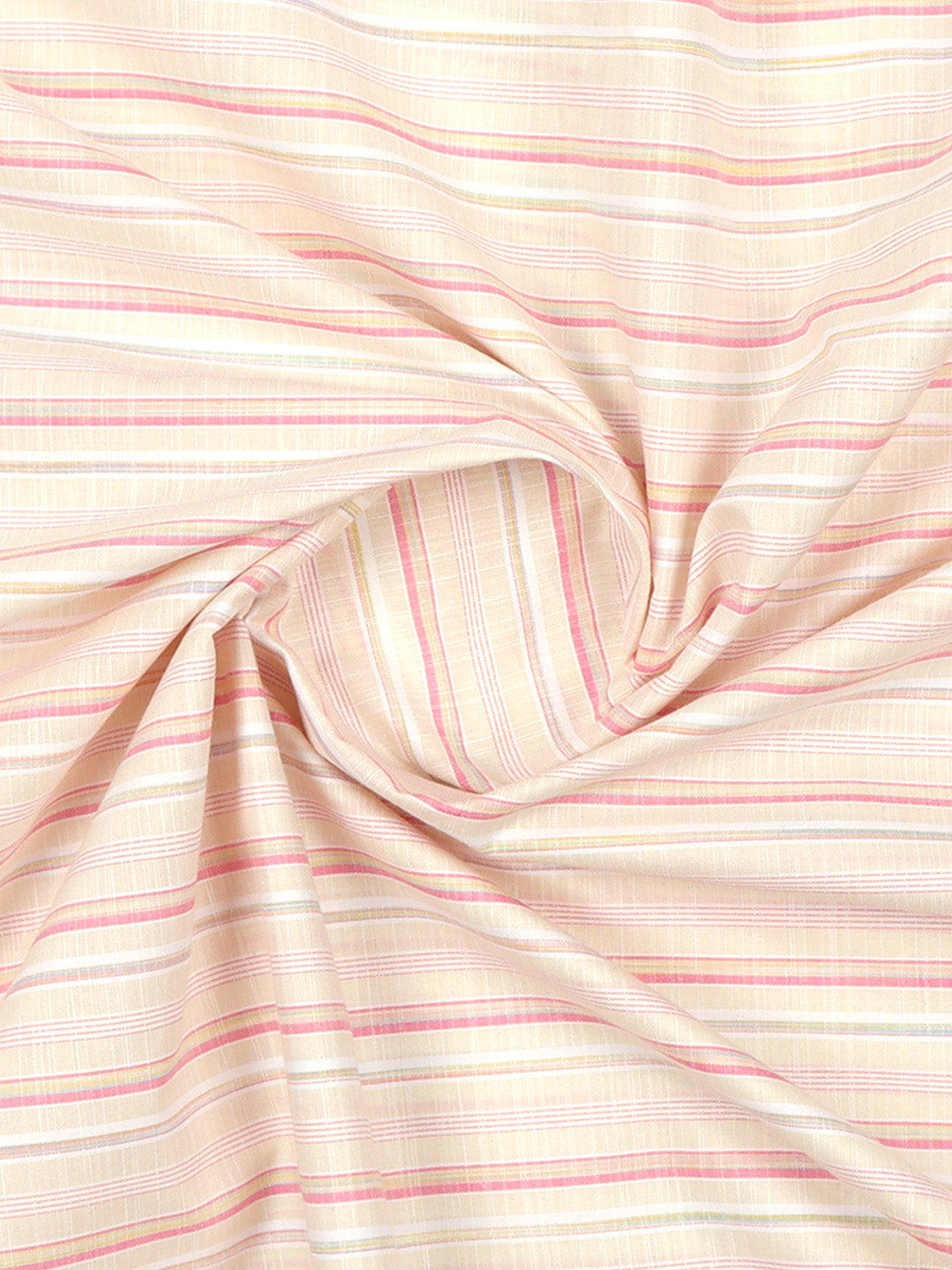 Cotton Blend Sandal & Pink Colour Striped Shirt Fabric Elight Gold