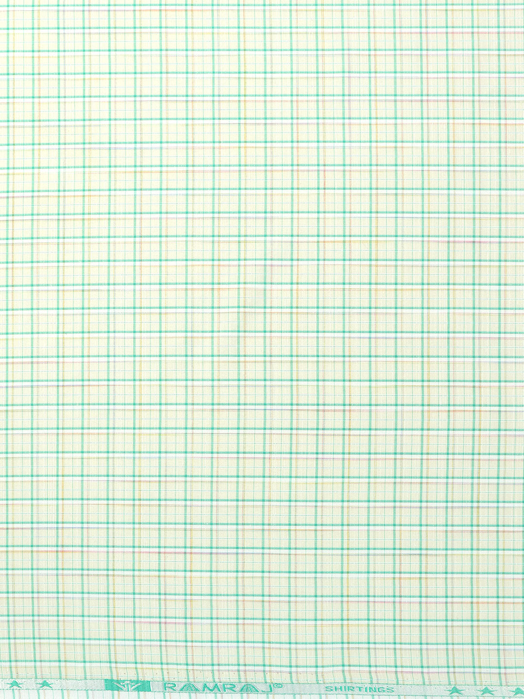 Cotton Blend Green Colour Checked Shirt Fabric Elight Gold-Zoom view