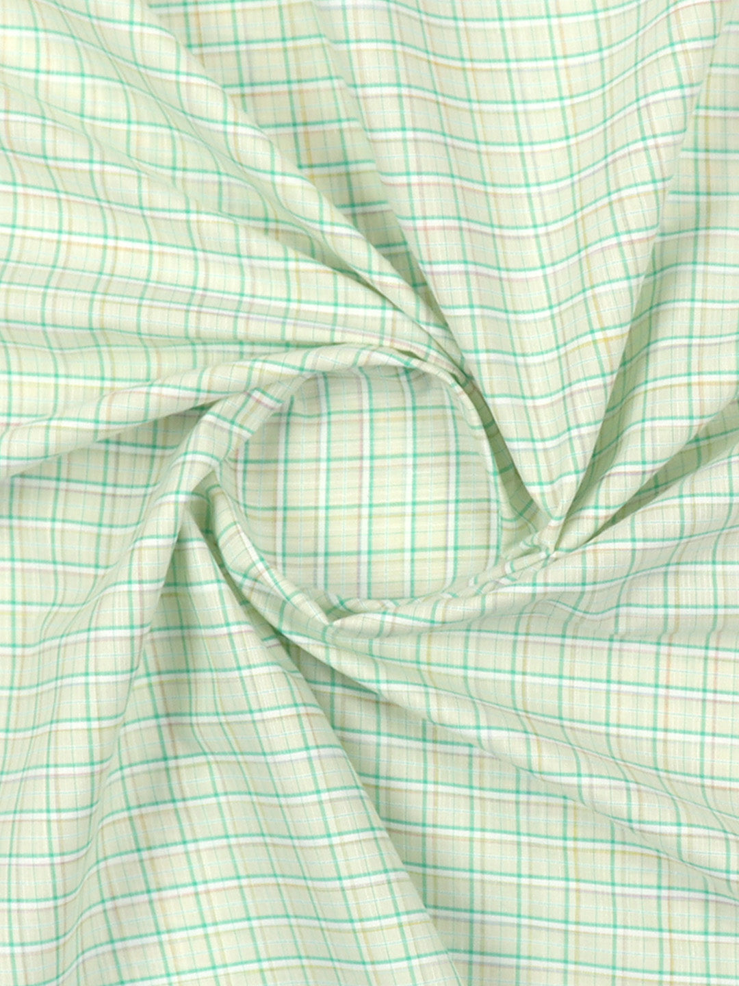 Cotton Blend Green Colour Checked Shirt Fabric Elight Gold