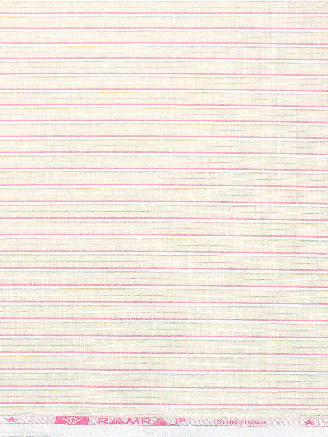 Cotton Blend Light Sandal & Pink Colour Striped Shirt Fabric Elight Gold-Zoom view