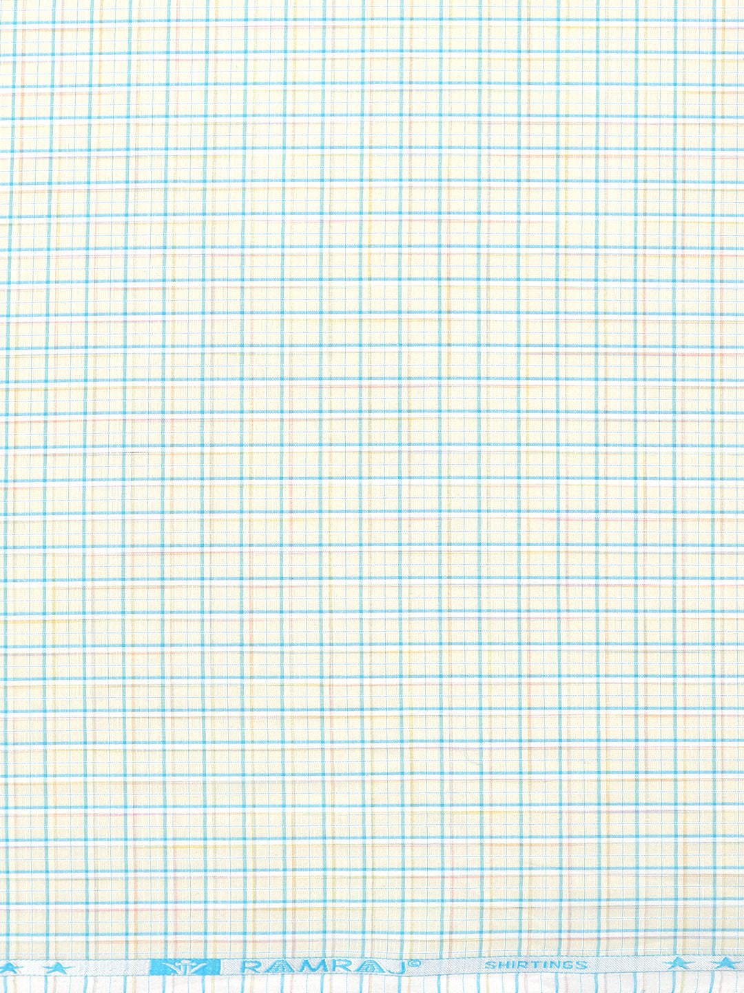 Cotton Blend Light Green & Blue Colour Checked Shirt Fabric Elight Gold-Zoom view