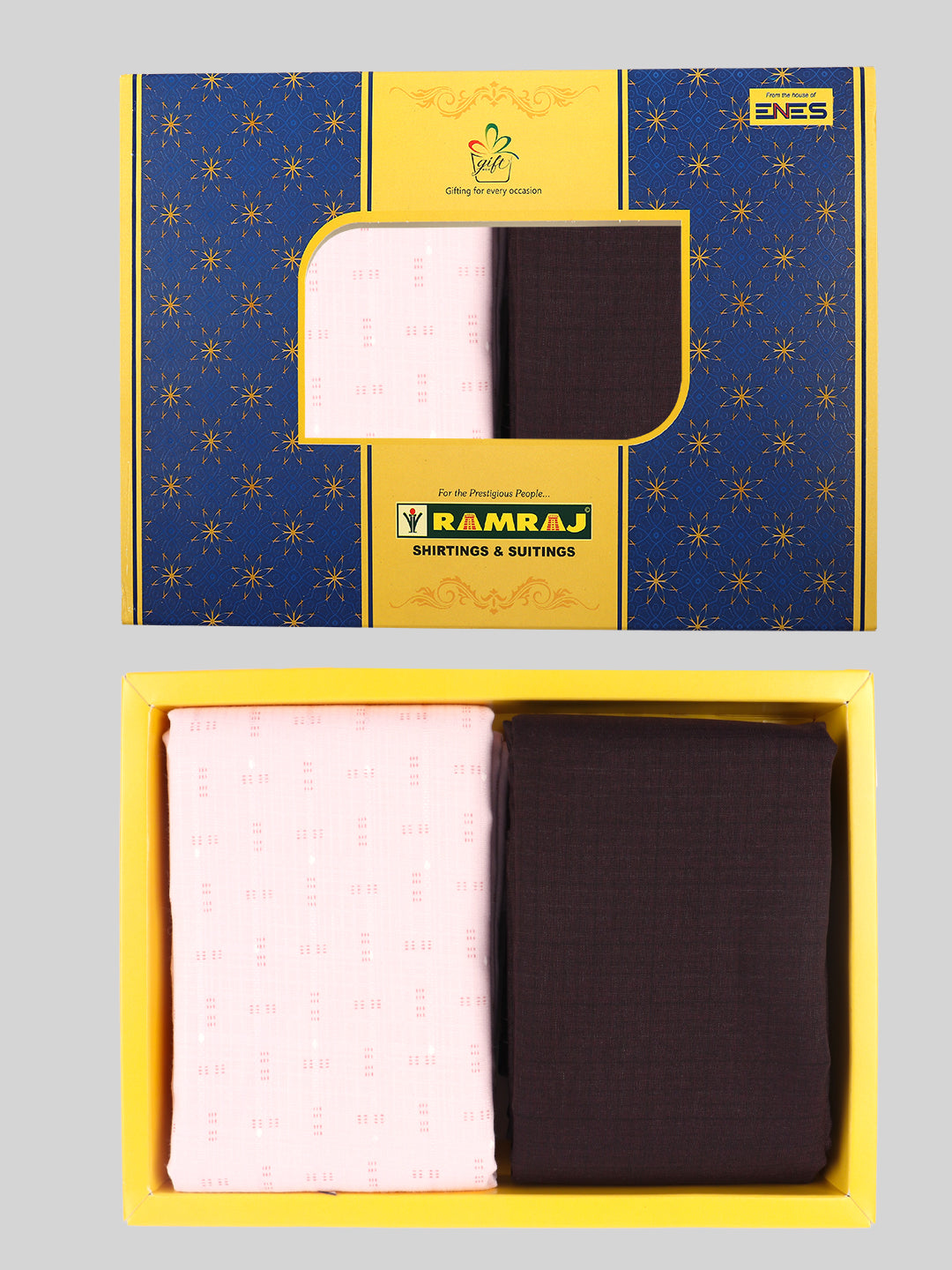 Cotton Blend Printed Pink With Maroon Colour Shirting & Suiting Gift Box Combo ME135