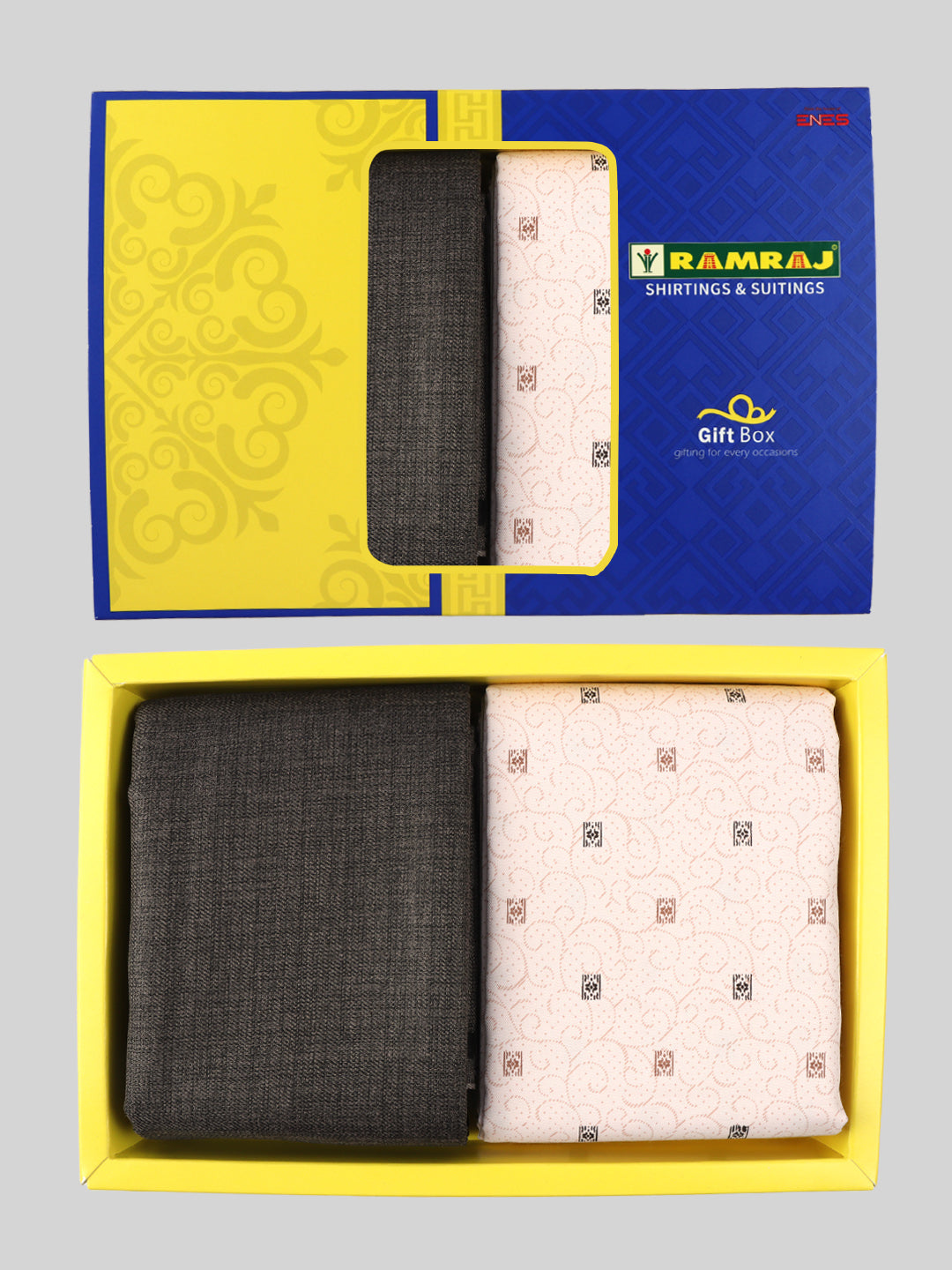 Men Cotton Blend Printed Pink Shirting & Brown Suiting Gift Box ME203