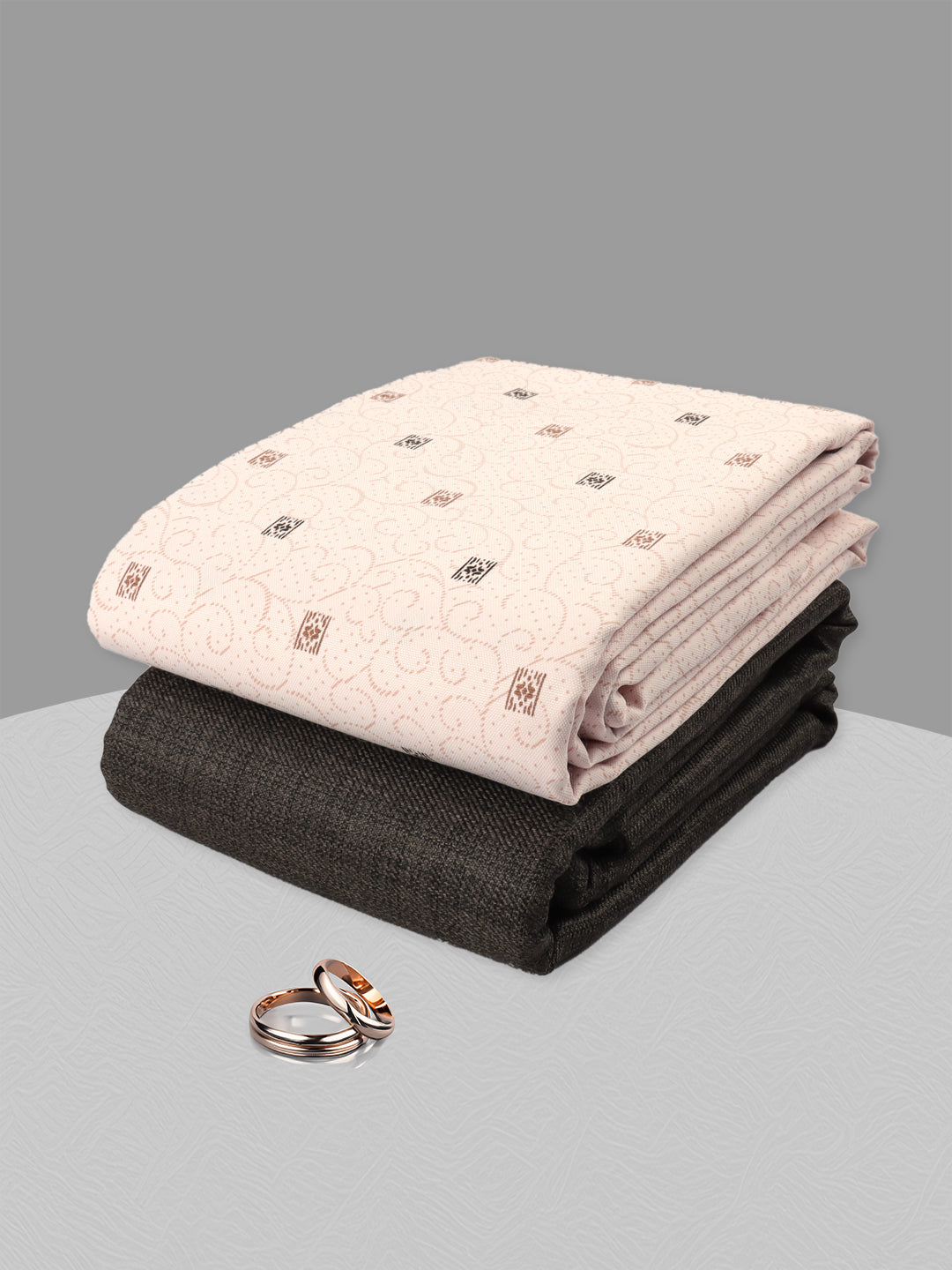 Men Cotton Blend Printed Pink Shirting & Brown Suiting Gift Box ME203