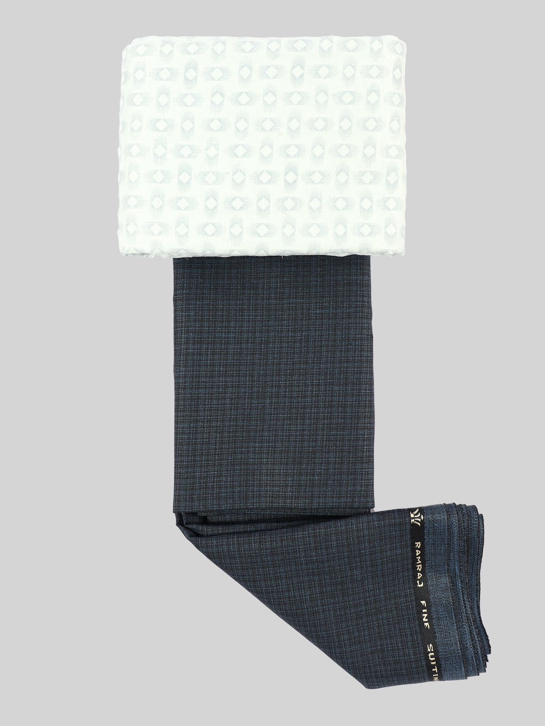 Cotton Blend Printed Grey With Blue Colour Shirting & Suiting Gift Box Combo ME134