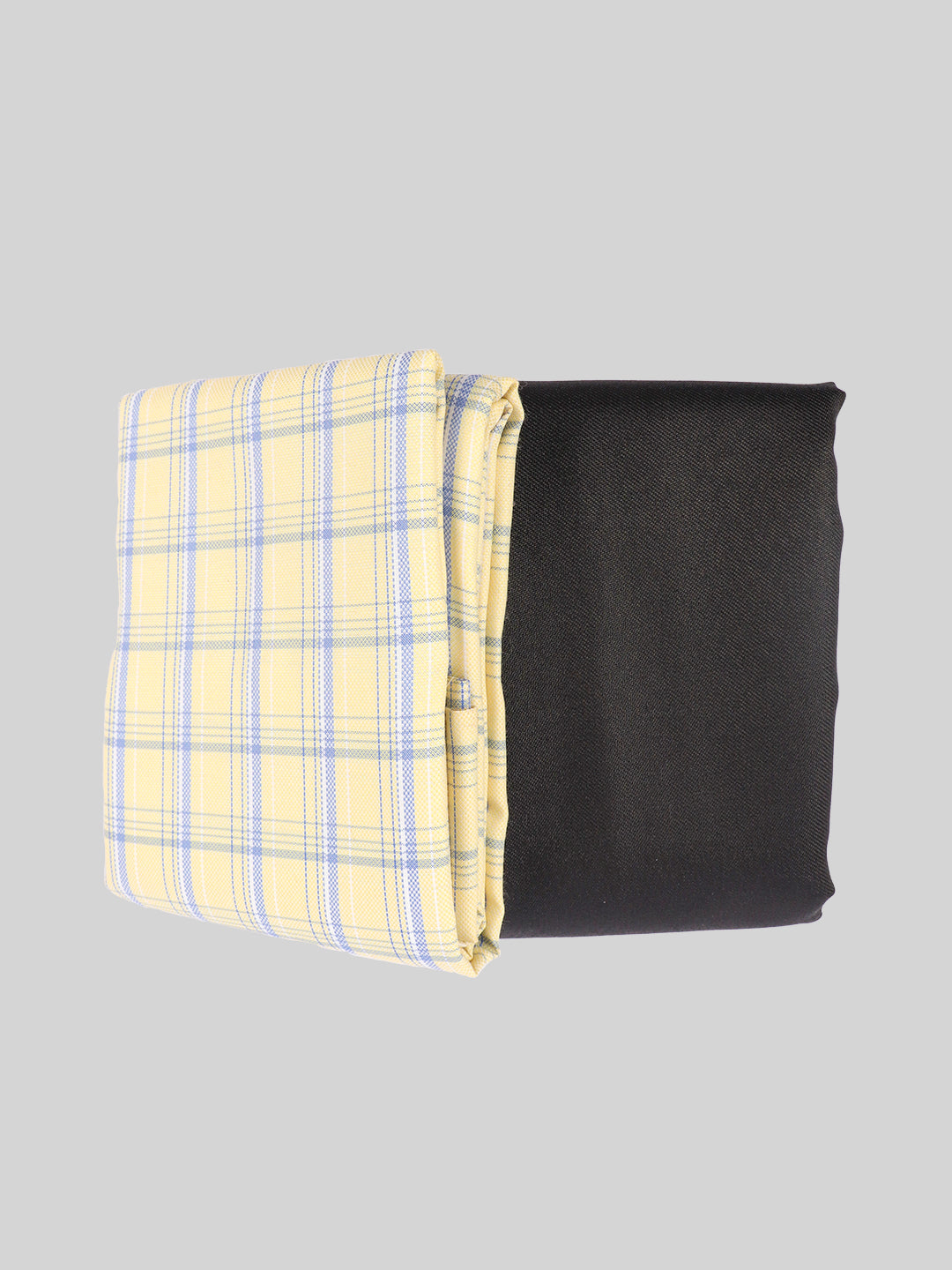 Rich Cotton Checked Light Yellow With Black Colour Shirting & Suiting  Gift Box Combo ME146