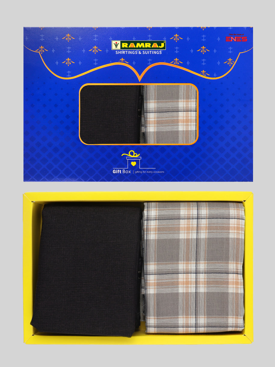 Mens Cotton Checked Shirting & Suiting Gift Box ME166