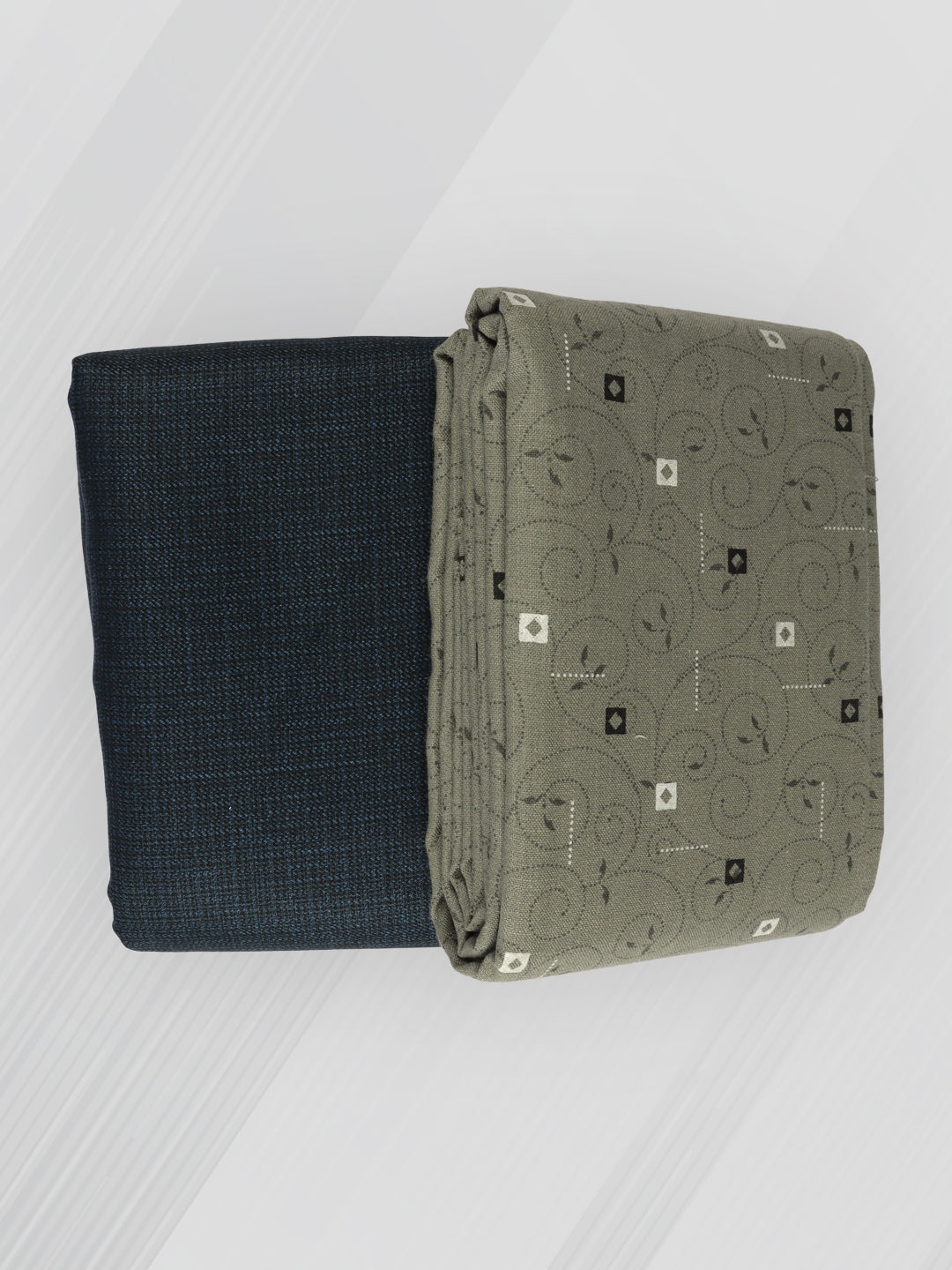 Men Cotton Blend Printed Green Shirting & Blue Suiting Gift Box ME199
