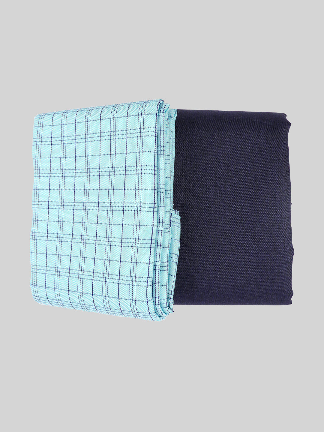 Rich Cotton Checked Blue With Navy Colour Shirting &amp; Suiting Gift Box Combo ME144