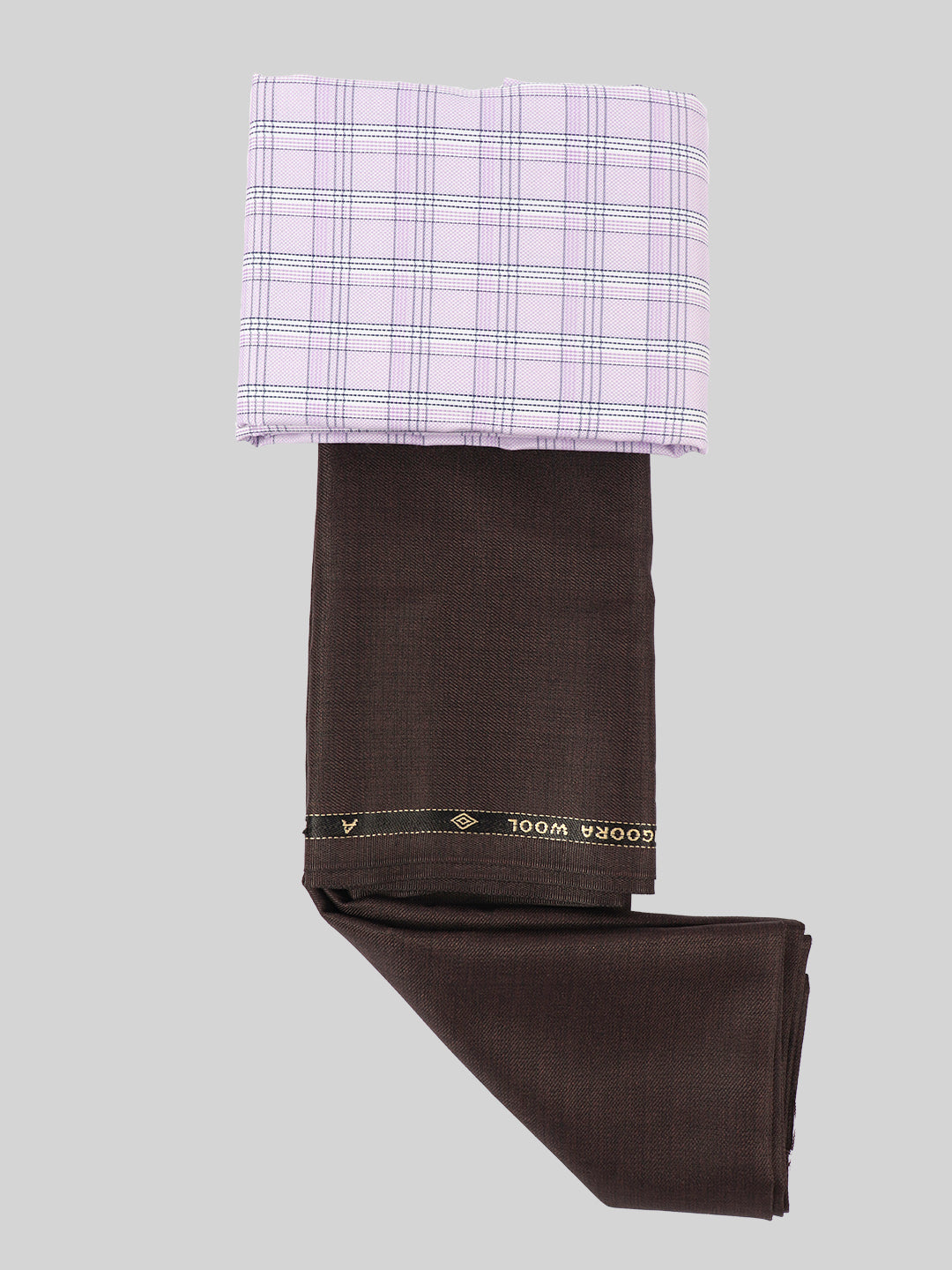 Rich Cotton Checked Purple With Brown Colour Shirting & Suiting Gift Box Combo ME143