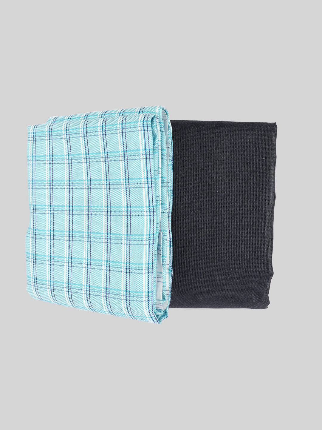 Rich Cotton Checked  Light Blue with Navy Colour Shirting & Suiting Gift Box Combo ME145