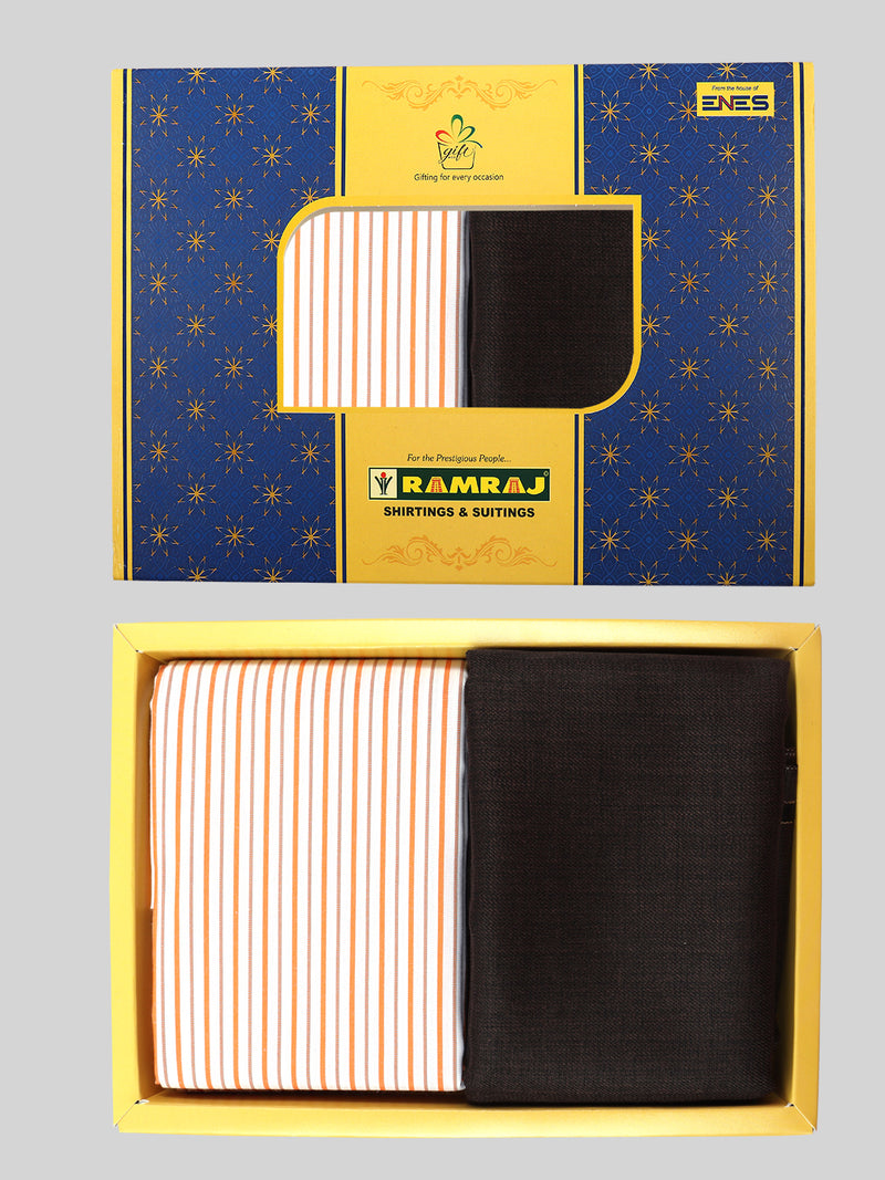 Cotton Striped Shirting & Suiting Gift Box Combo ME99