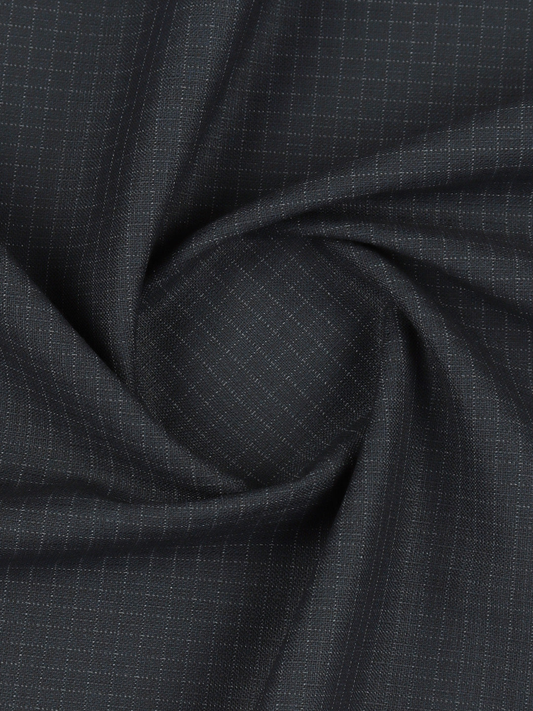 Poly Viscose Stretch Navy Blue Checked Suiting Fabric Enable