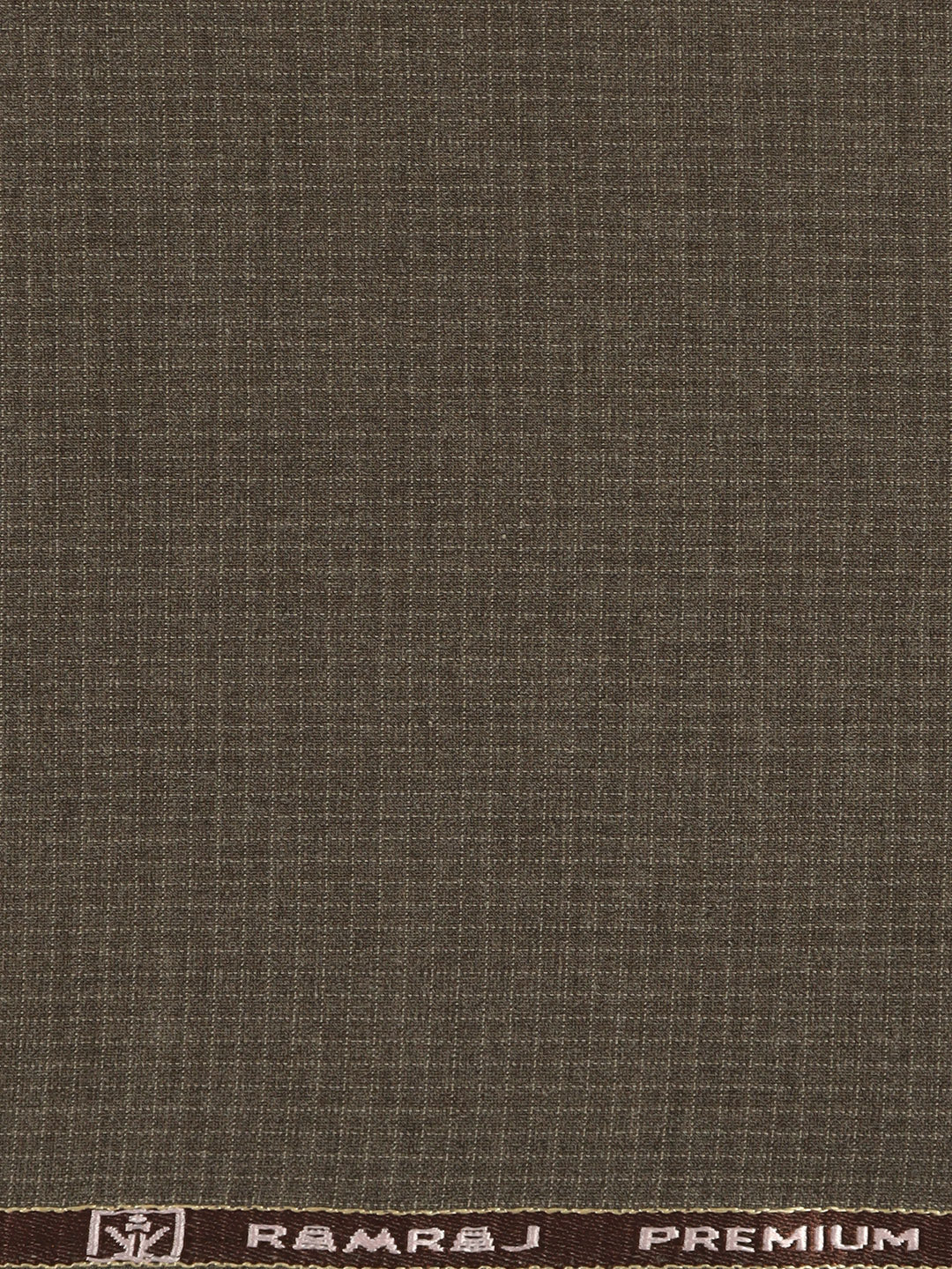 Poly Viscose Stretch Brown Checked Suiting Fabric Enable
