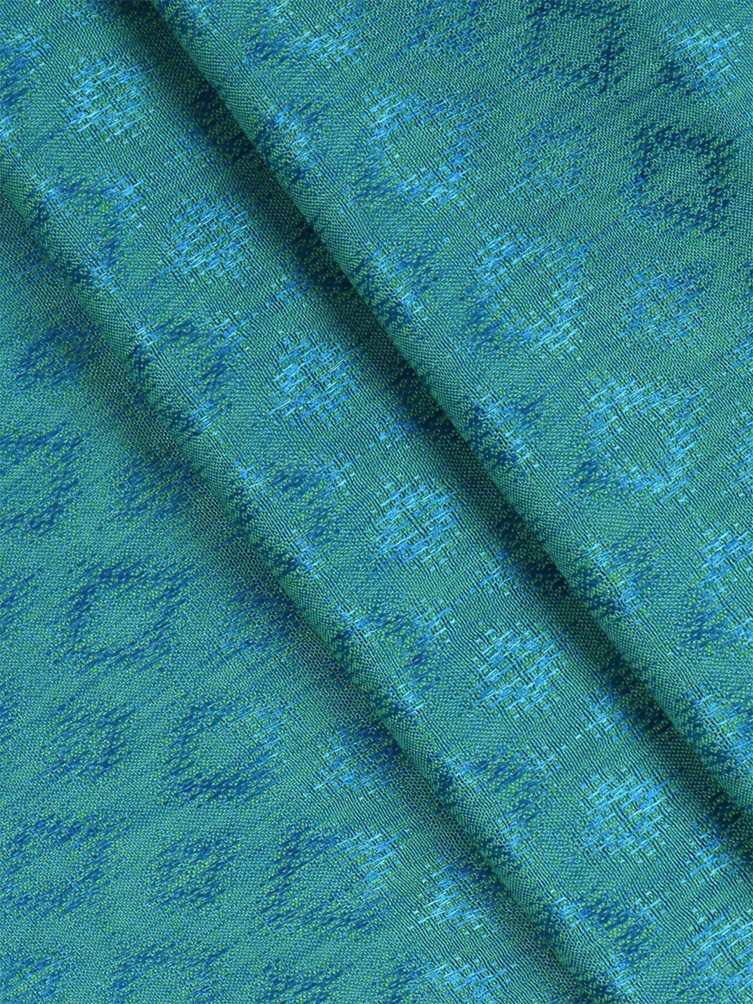 Cotton Blended Blue & Green Colour All Over Design Shirt Fabric Galaxy Art