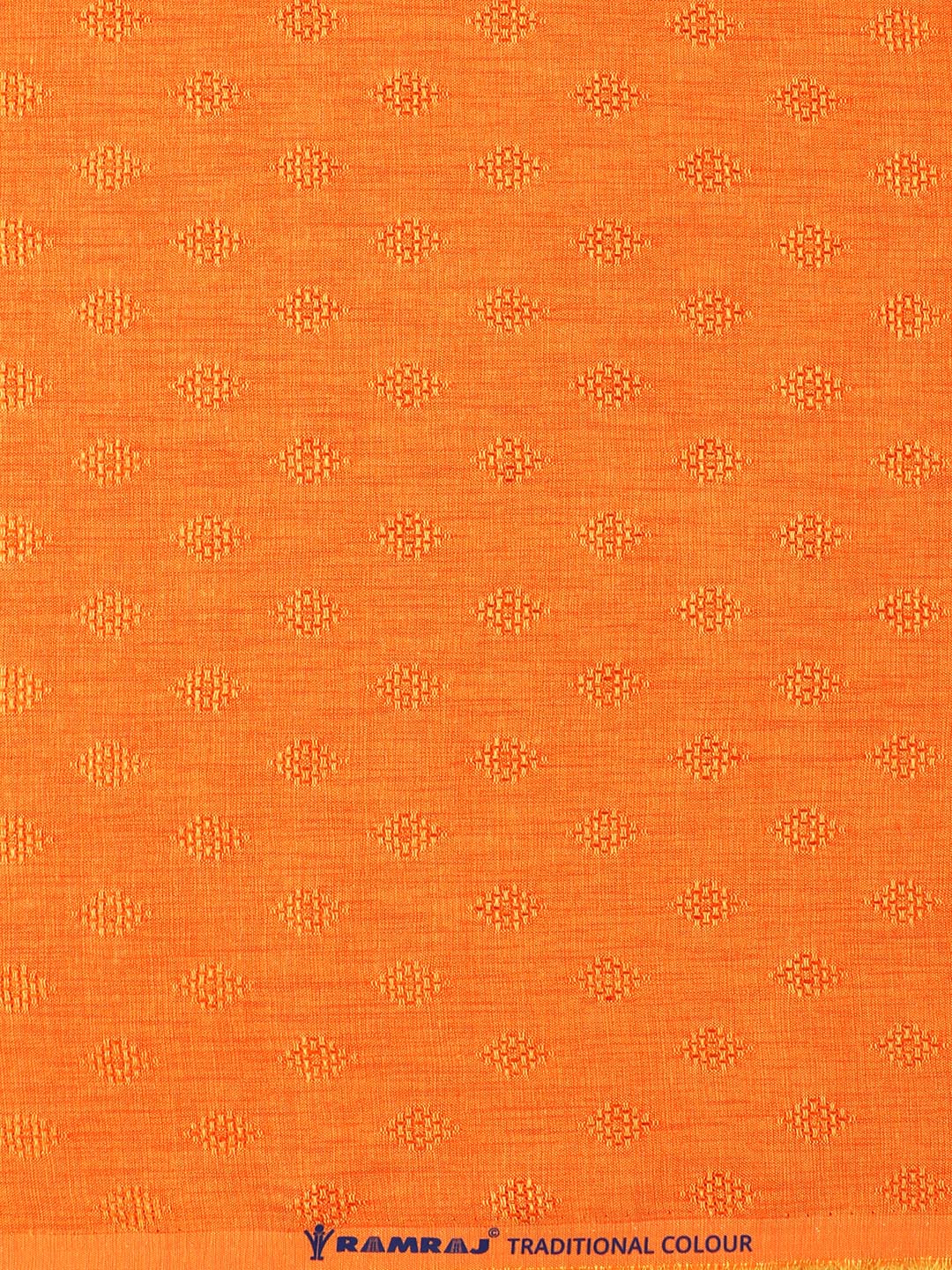 Cotton Rich Self Design Shirt Fabric Orange High Style