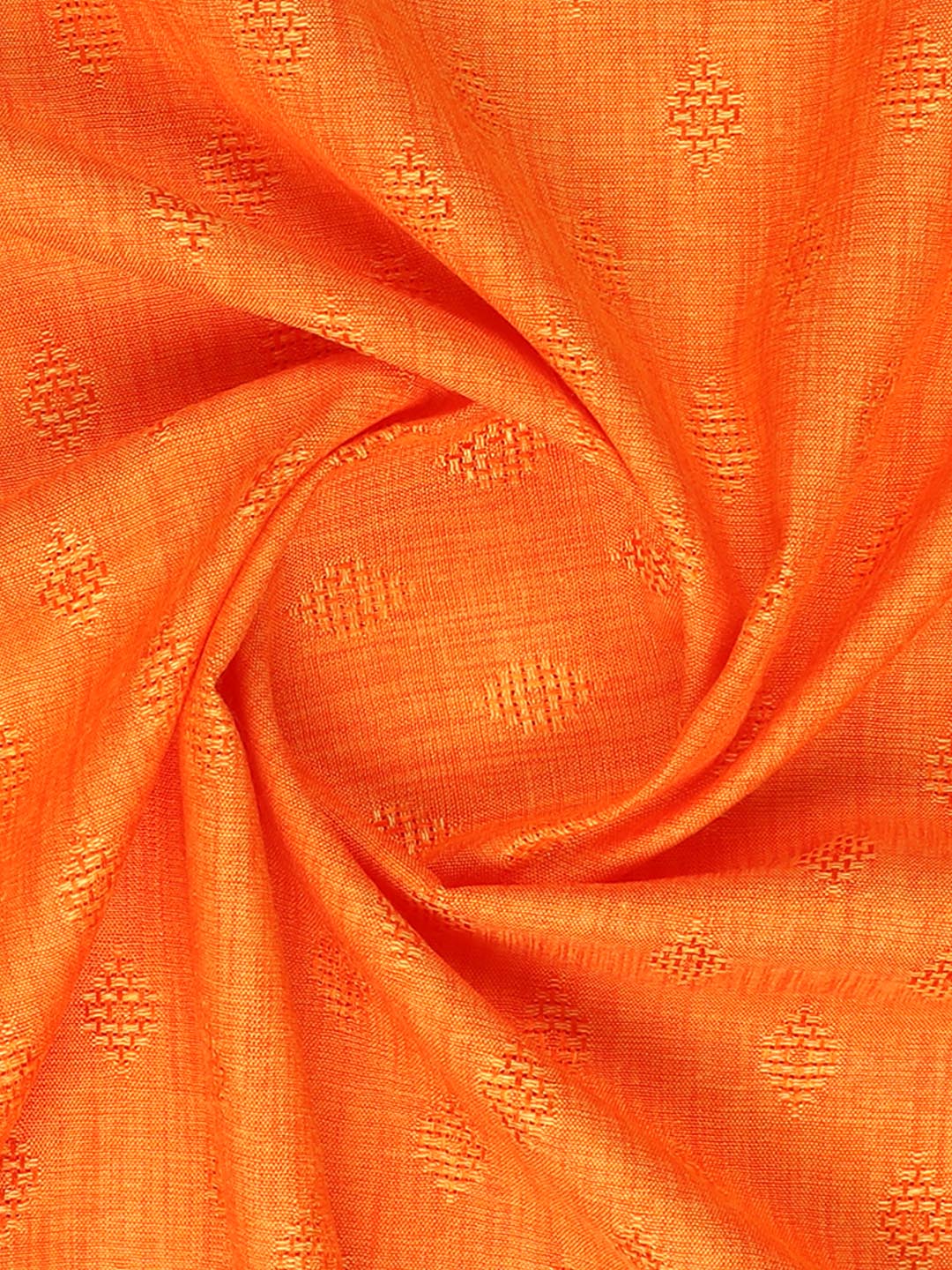 Cotton Rich Self Design Shirt Fabric Orange High Style