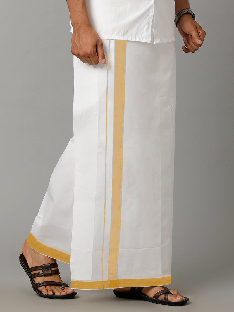 Mens Giza Cotton Double Dhoti with 100% Sandal Fancy Jari Border Arani