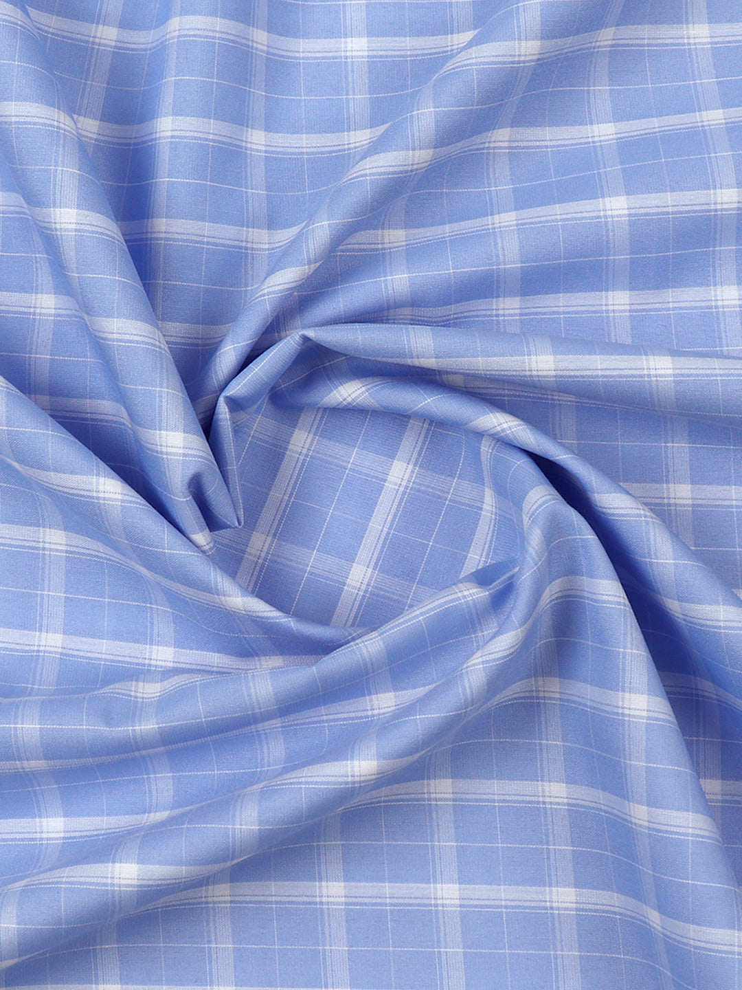 Cotton Light Blue Check Shirt Fabric High Style