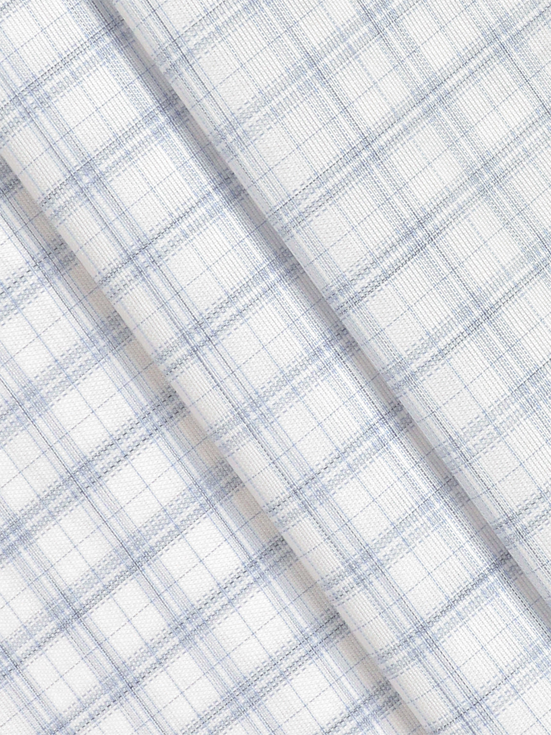 Cotton Rich Checked Shirt Fabric White with Blue High Style