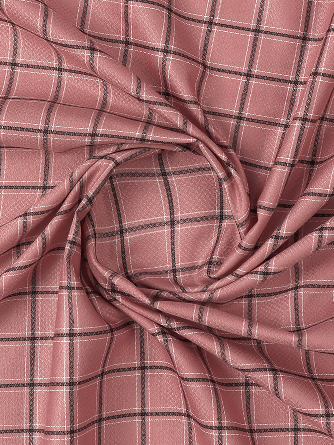 Mens Cotton Rich Checked Shirt Fabric Coral Pink High Style