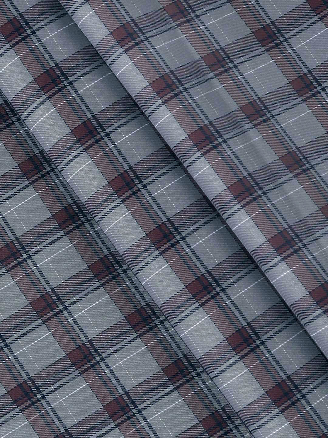 Mens Cotton Rich Checked Grey Shirt Fabric High Style