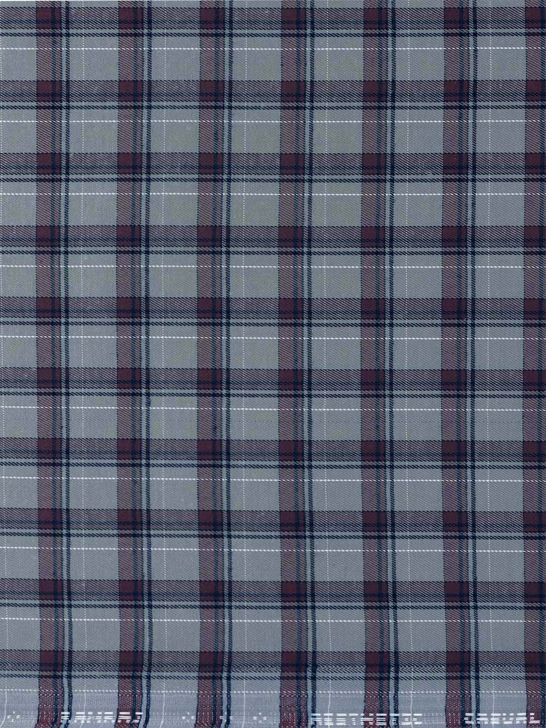 Mens Cotton Rich Checked Grey Shirt Fabric High Style