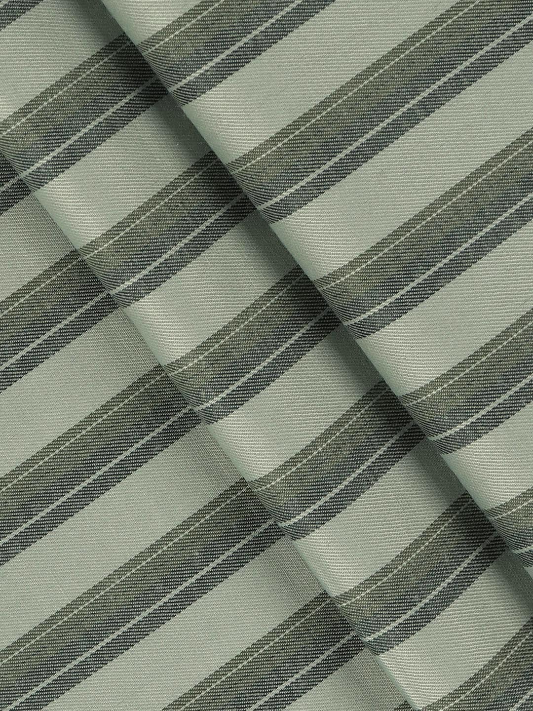 Men's Cotton Blend Striped Shirt Fabric Light Green High Style