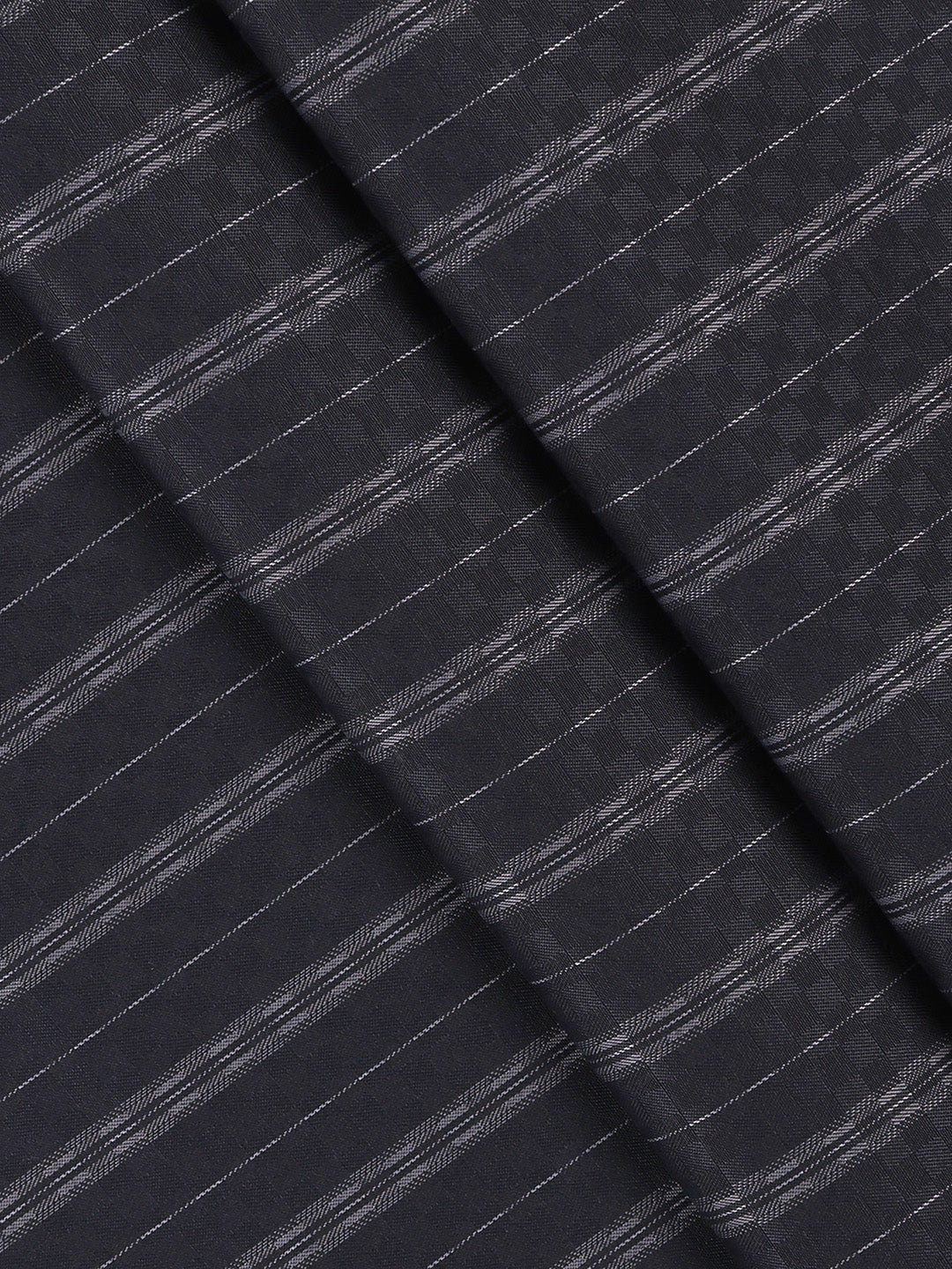 Men Cotton Rich Striped Shirt Fabric Dark Blue High Style