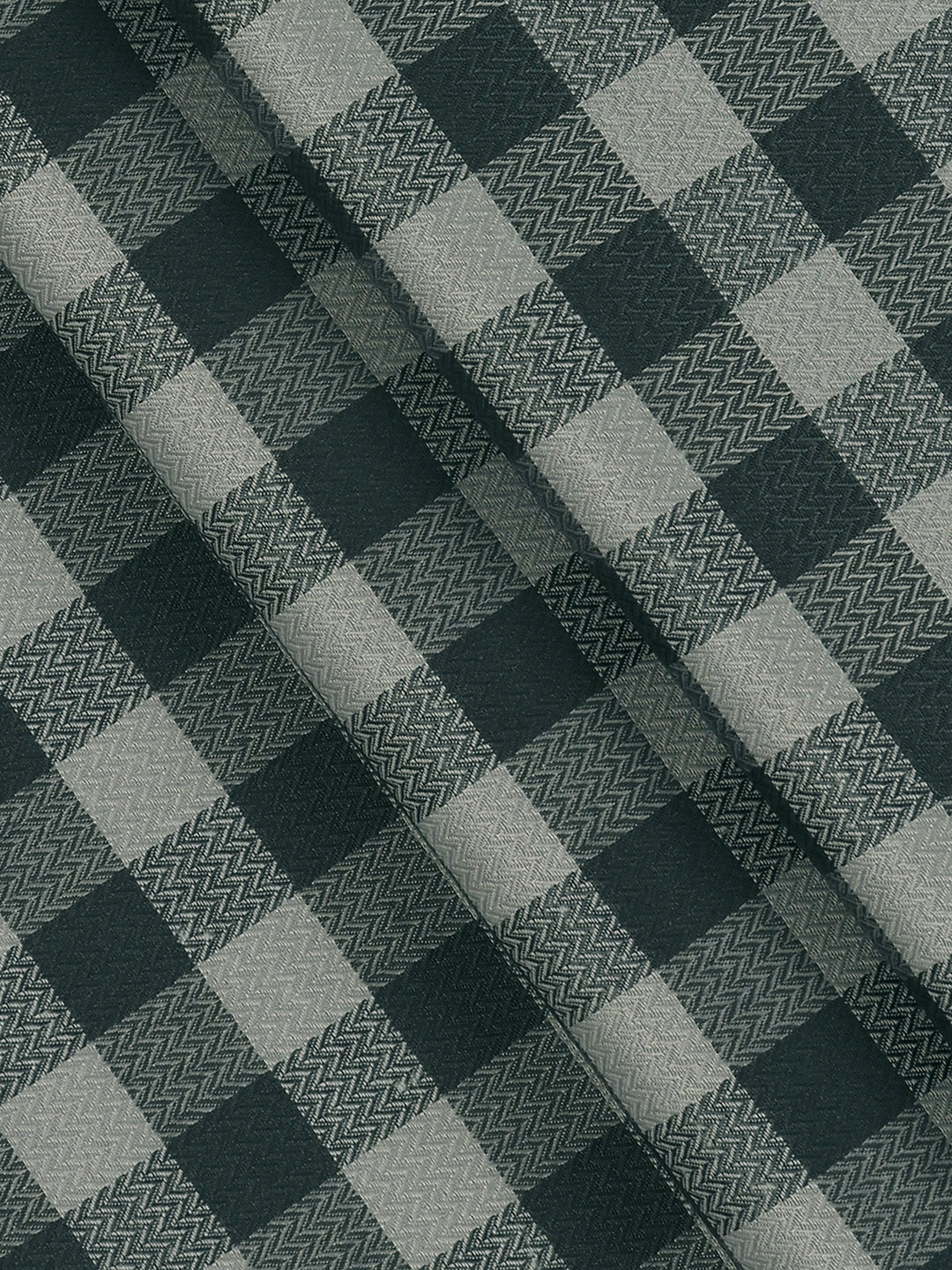 Men Cotton Rich Checked Shirt Fabric Green High Style