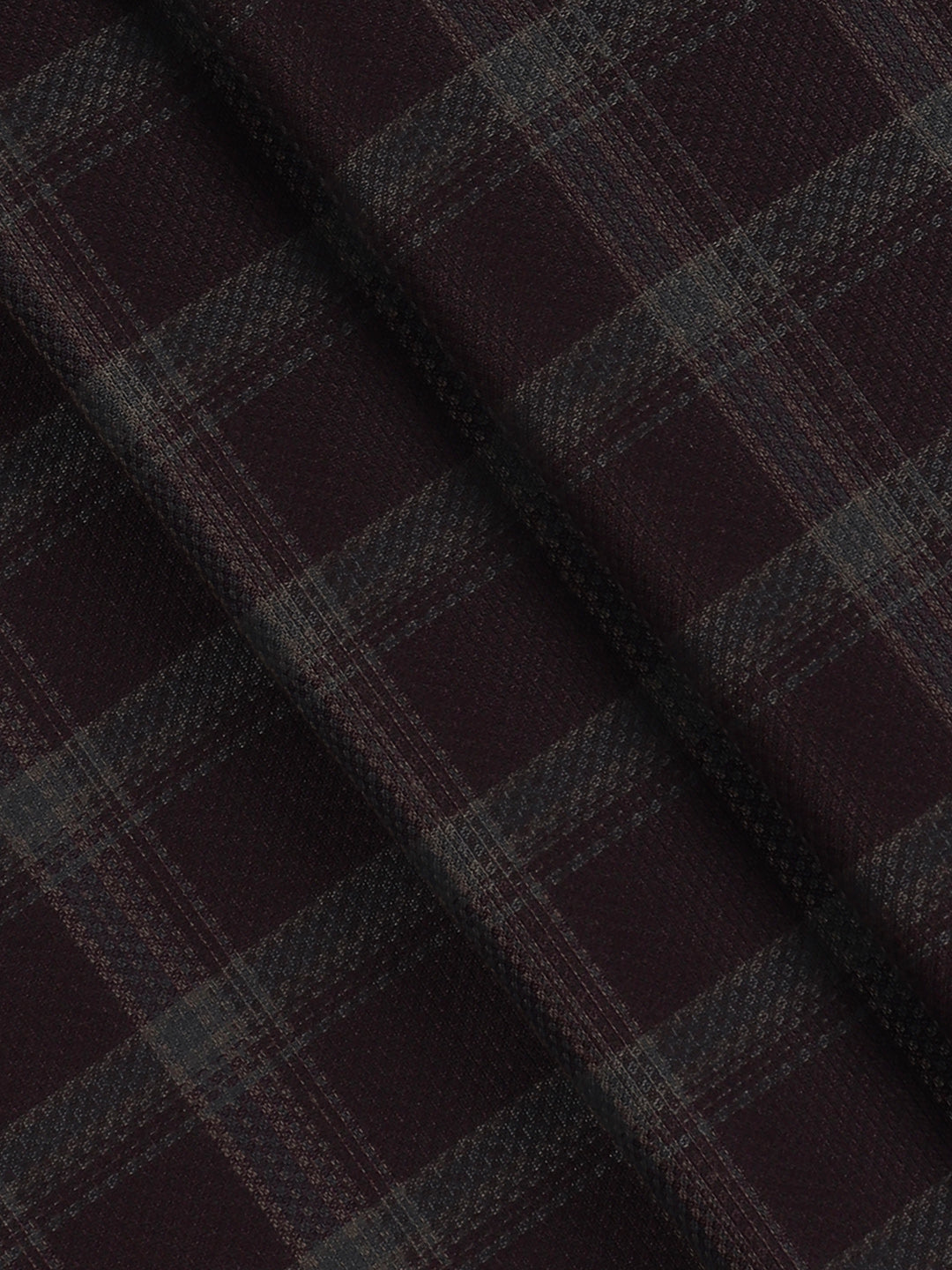 Men Cotton Rich Checked Dark Purple Shirt Fabric High Style