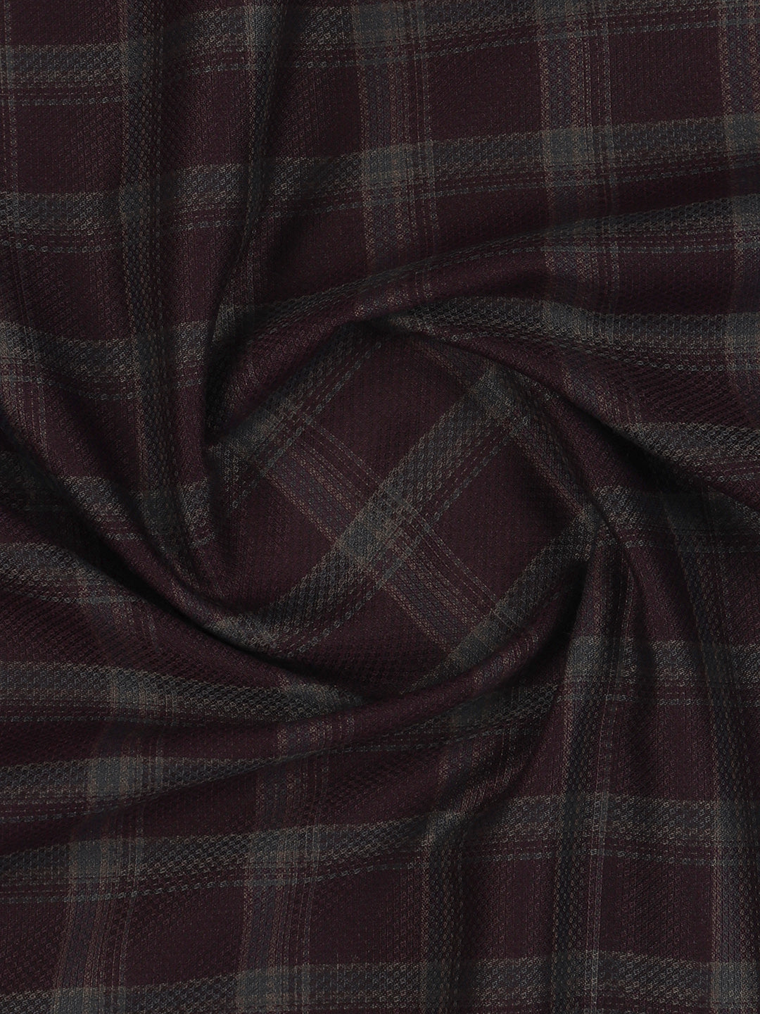 Men Cotton Rich Checked Dark Purple Shirt Fabric High Style