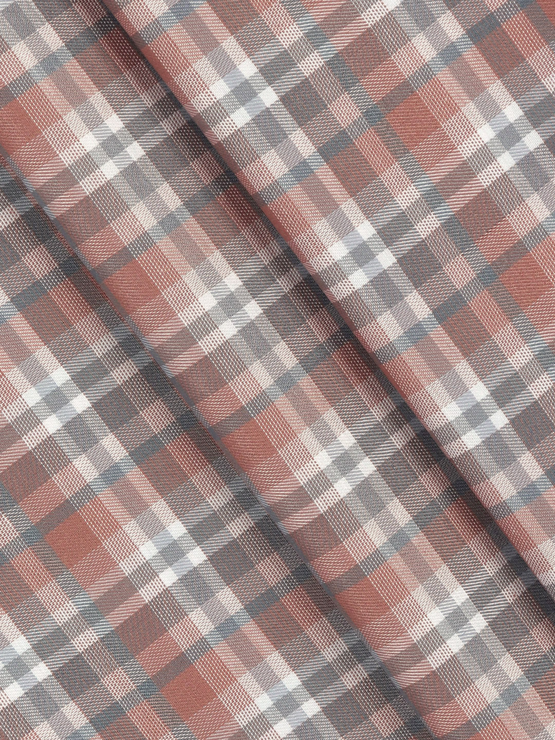 Men Cotton Rich Checked Brown Shirt Fabric High Style