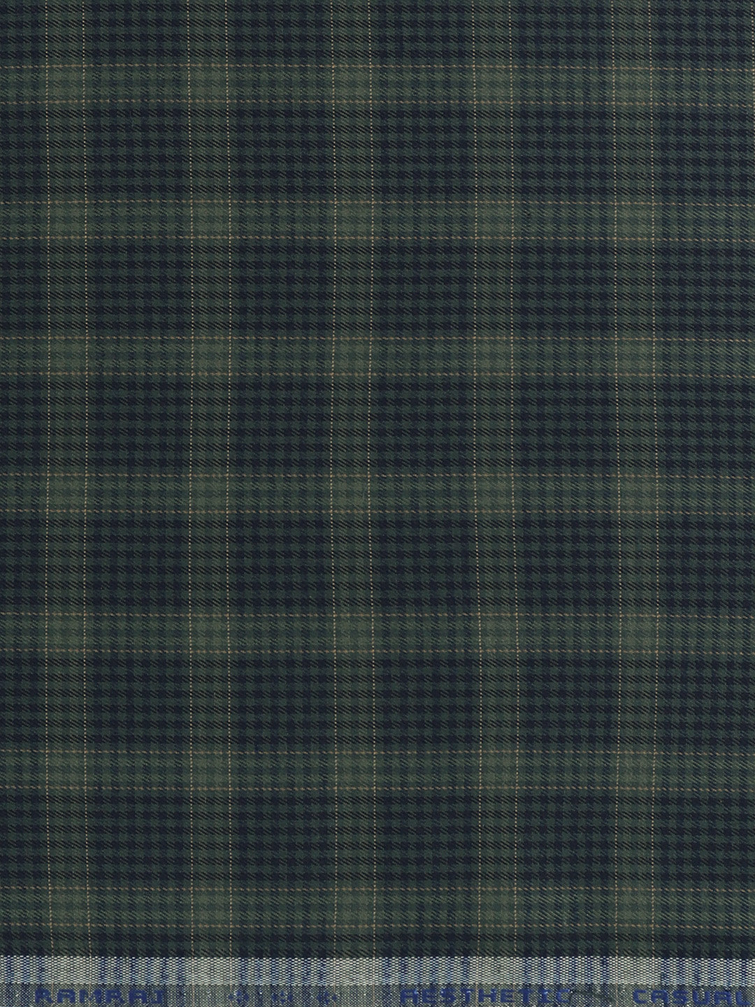 Men Cotton Rich Blue with Green Checked Shirt Fabric High Style