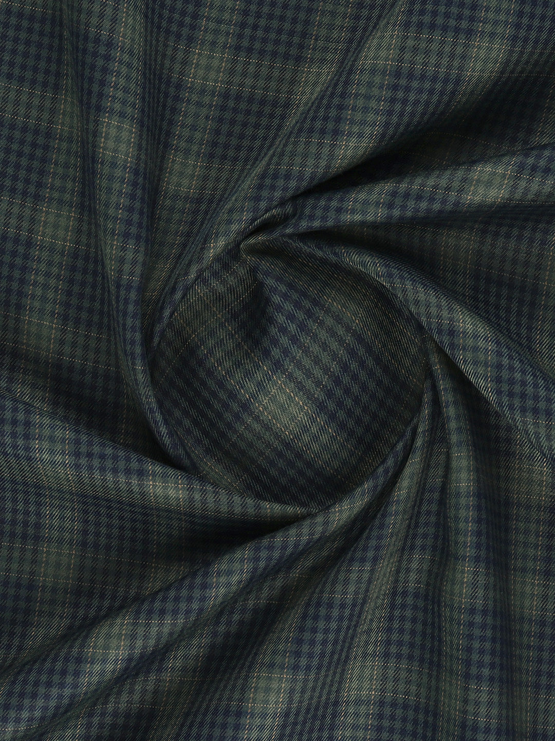 Men Cotton Rich Blue with Green Checked Shirt Fabric High Style