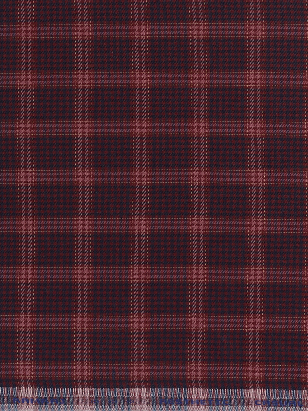 Men Cotton Rich Maroon Checked Shirt Fabric High Style