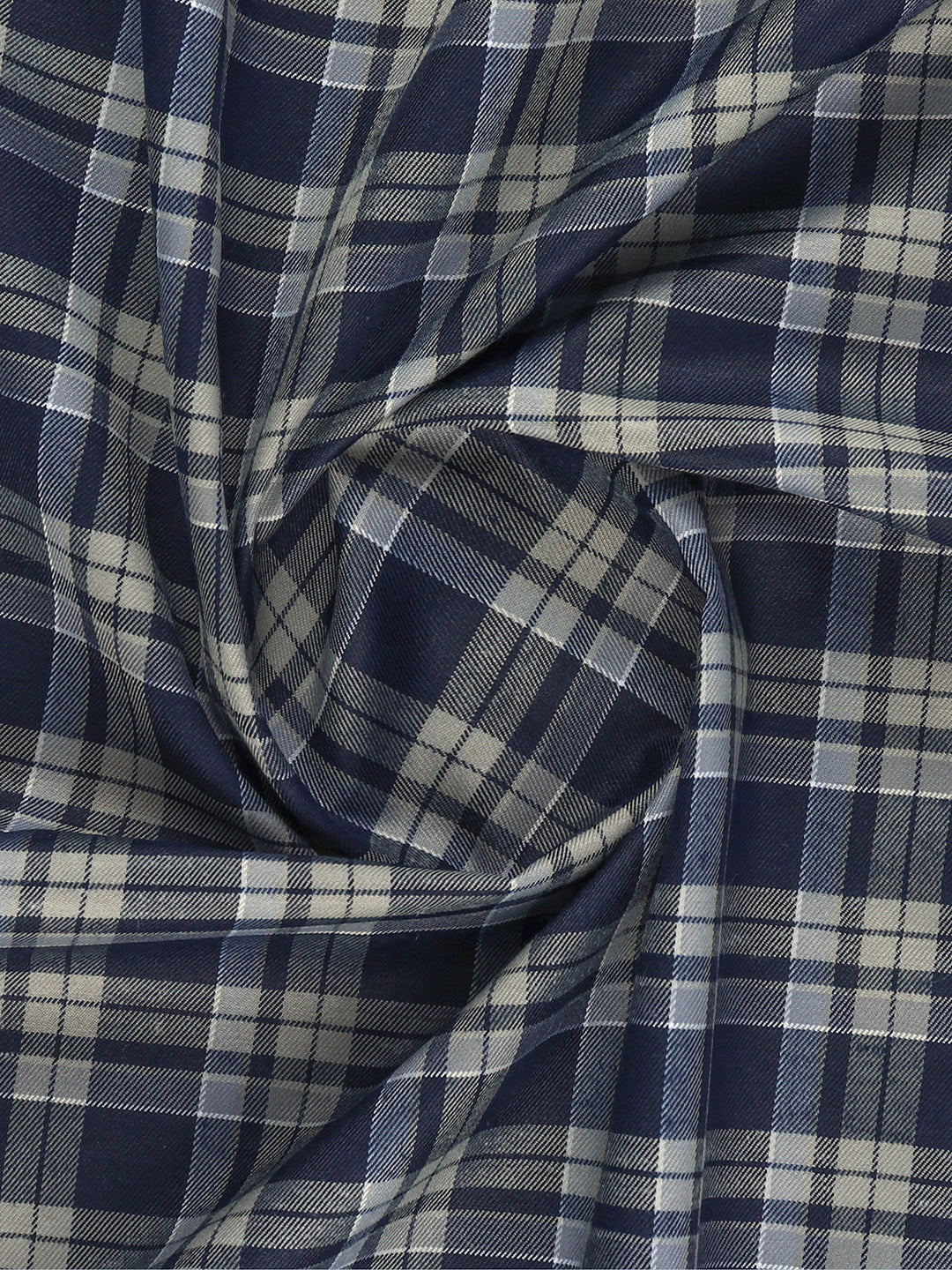 Men Cotton Rich Blue Checked Shirt Fabric High Style