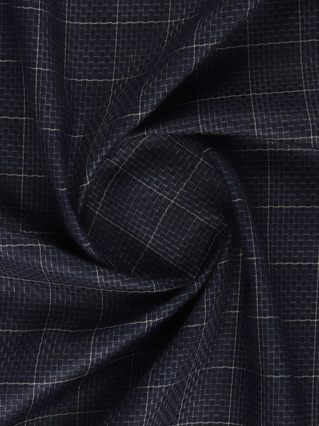 Men Cotton Rich Navy Checked Shirt Fabric High Style